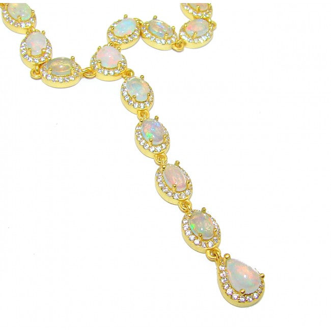 Real Masterpiece Natural Ethiopian Opal 18K Gold over .925 Sterling Silver Necklace