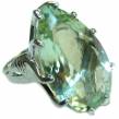 26.5 carat Natural Green Amethyst  .925 Sterling Silver  Large Statement  ring size 7