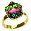 Brazilian Tourmaline 18K Gold  over .925   Sterling Silver Perfectly handcrafted Ring s. 6