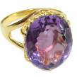 Spectacular  Amethyst 14K Gold over .925 Sterling Silver Handcrafted  Ring size 8 1/4