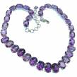 Heavy 95.8 grams Lavender Beauty authentic African  Amethyst  .925 Sterling Silver handmade necklace