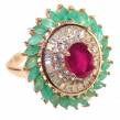 Authentic Ruby 14K Rose Gold over  .925 Sterling Silver handcrafted Ring size  8 1/4