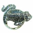 Lizard   Natural Marcasite Ruby .925 Statement Sterling Silver ring size 8