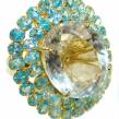 Snow Queen Huge White Topaz 14K Gold over  .925 Sterling Silver handmade Statement  Ring size 7 1/4