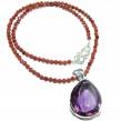 Pink Amethyst Red Sun Sitara  .925 Sterling Silver handcrafted Statement necklace