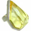 Modern Concept Natural Faceted Baltic Amber .925 Sterling Silver  ring s. 7