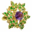 Spectacular  Amethyst 14K Gold over .925 Sterling Silver Handcrafted  Ring size 7 1/4