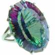 Massive 85 carat Mystic Topaz .925 Sterling Silver handcrafted  Large ring size 8 1/4