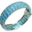 One of the kind Swiss Blue Topaz  .925 Sterling Silver handmade bangle Bracelet