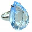 Authentic Aquamarine  .925 Sterling Silver Handcrafted Ring size 6 3/4