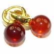 Perfect Sphere Butterscotch Baltic Polish Amber  14K Gold over  .925 Sterling Silver earrings