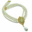 Spectacular   Pearl  Green Amethyst  10K Gold over .925 Sterling Silver handmade Necklace