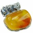Prehistoric  authentic Baltic Amber  .925 Sterling Silver handcrafted pendant