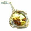Prehistoric  authentic Baltic Amber  2 tones .925 Sterling Silver handcrafted pendant