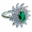 Fancy  Emerald .925  Sterling Silver handmade  Ring size 5 3/4