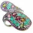 Posh  11.5 carat multigems  .925 Sterling Silver Handcrafted  Ring size 8 1/4