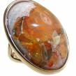 Natural  Mexican Fire Opal 14K Rose Gold over .925 Sterling Silver handmade ring size 6 1/2
