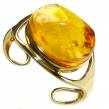 Vintage Design  Genuine faceted Amber  14K Gold over .925 Sterling Silver handmade Bracelet / Cuff