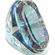 Massive Mystic Topaz .925 Sterling Silver handcrafted  Large ring size 8 1/2