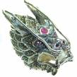 Large 36.8 grams Marcasite Pearl   Dragon's  Head oxidized  . 925 Sterling Silver  Ring  s.  7 1/4