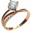 3.5 carat White Topaz 14K Rose Gold over .925 Sterling Silver handcrafted  ring; s. 8 1/4