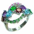 Tropical Beauty multigems  .925 Sterling Silver Handcrafted  Ring size  9