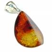 Abstract Shape Baltic Amber  .925 Sterling Silver handmade Pendant