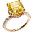 10.5 carat Priness cut  Yellow Sapphire  14K Gold over .925 Sterling Silver handcrafted ring; s. 7