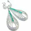 Incredible genuine Emerald   .925 Sterling Silver handcrafted  Earrings
