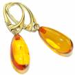 Perfect  Baltic  Amber  14K Gold over  .925 Sterling Silver earrings