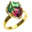 Brazilian Tourmaline 18K Gold  over .925   Sterling Silver Perfectly handcrafted Ring s. 8