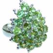 Incredible Beauty  authentic Peridot  .925   Sterling Silver Perfectly handcrafted Ring s. 7 3/4