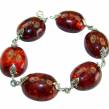 Cognac Color  Beautiful  Amber .925 Sterling Silver handcrafted  Bracelet