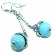 Precious Blue Larimar  .925 Sterling Silver handmade  earrings