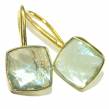 Amazing authentic  Green Amethyst 14K Gold over .925 Sterling Silver earrings