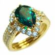 Incredible genuine Emerald  14K Gold over .925 Sterling Silver handcrafted  Ring size 5