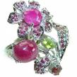 Wild Red Rose  natural  Ruby  .925 Sterling Silver handmade Ring size 8