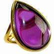 Spectacular  Amethyst 14K Gold over .925 Sterling Silver Handcrafted Large Ring size 7