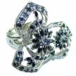 Forget-Me-Not  Authentic Sapphire    .925 Sterling Silver LARGE Ring size 7