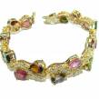 Brilliant and One of the kind  Brazilian Watermelon Tourmaline 14K Gold over  .925 Sterling Silver handmade Bracelet