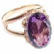Spectacular  Amethyst 14K Gold over .925 Sterling Silver Handcrafted  Ring size 6