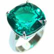 Timless Beauty square cusion cut 22 carat  Green Topaz .925 Sterling Silver handmade Ring s. 5 3/4
