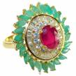 Authentic Ruby 14K Rose Gold over  .925 Sterling Silver handcrafted Ring size  8 1/4