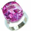Real  Diva 22.5 carat  OVAL cut Pink Topaz  .925 Silver handcrafted  Cocktail Ring s. 5 3/4