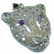 La Panther Yellow Sapphire Marcasite  Amethyst   .925 Sterling Silver handmade Pendant