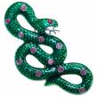 INCREDIBLE Natural Ruby Enamel Snake .925 Sterling Silver Pendant Brooch