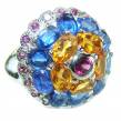 Magic Creation authentic  Kyanite Citrine .925 Sterling Silver Handcrafted  Ring size  7 3/4