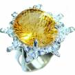 Sunny Skay Natural  Citrine .925 Sterling Silver handmade  Large Cocktail Ring size 8