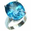 14.5 carat Fancy Swiss Blue Topaz  .925 Sterling Silver handmade Ring size 6