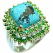 Arizona Beauty  authentic Turquoise  .925 Sterling Silver large handcrafted Ring size 8 3/4